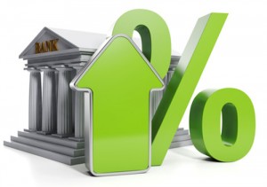 3d Illustration: Business and Finance. Raising interest rates in banks