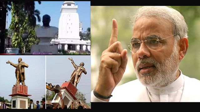 Modi disapproves vandalism, After Lenin Statue brought down, BJP icon's statue was targeted in Kolkata